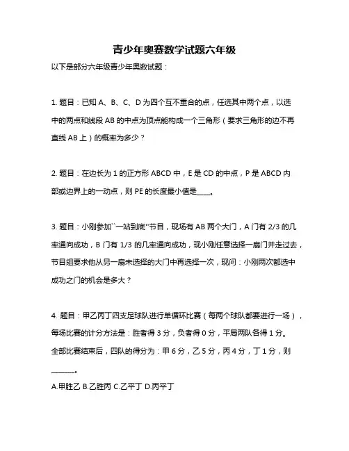 青少年奥赛数学试题六年级
