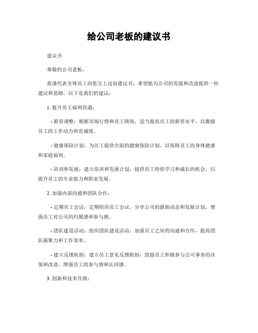 给公司老板的建议书