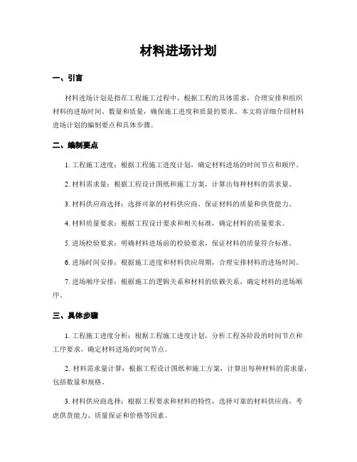 材料进场计划