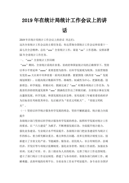 最新-2019年在统计局统计工作会议上的讲话 精品