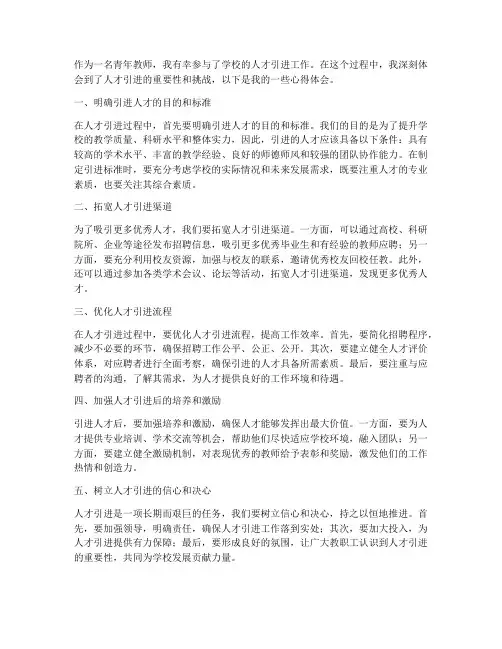 青年教师人才引进心得体会