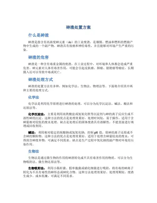 砷渣处置方案