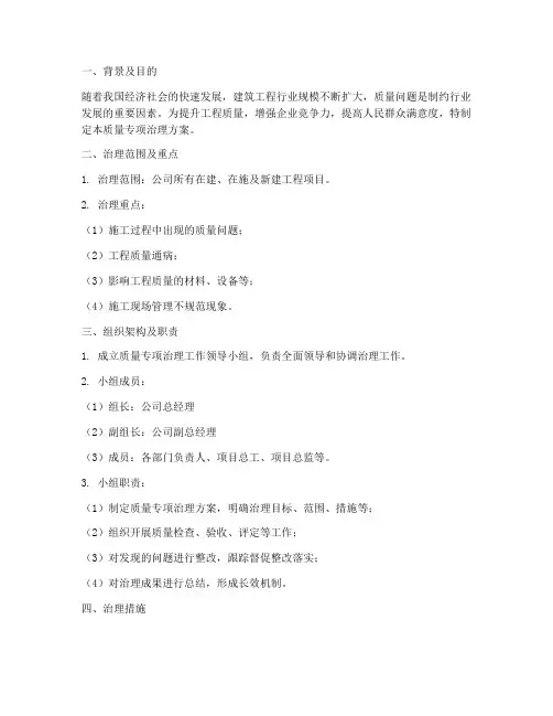 质量专项治理方案
