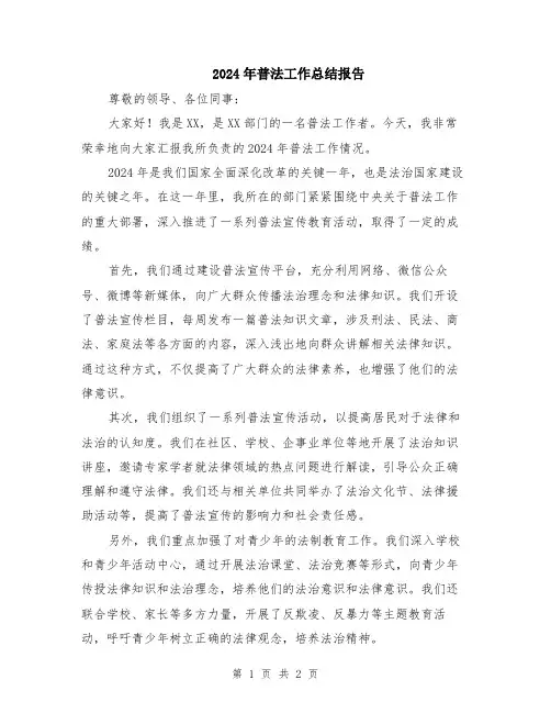2024年普法工作总结报告