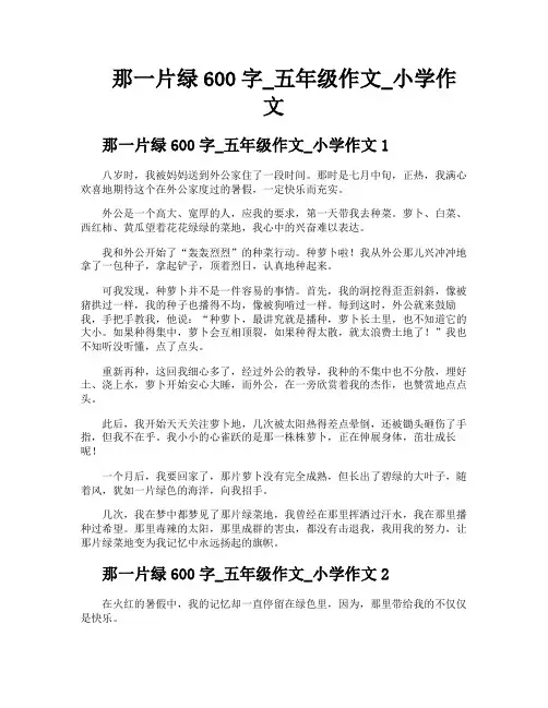 那一片绿600字五年级作文小学作文
