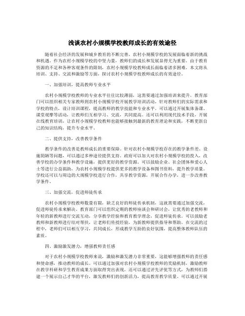 浅谈农村小规模学校教师成长的有效途径