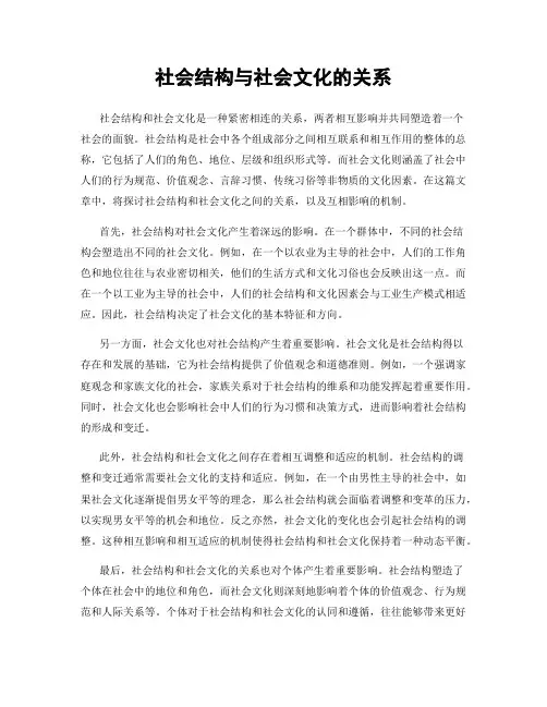 社会结构与社会文化的关系