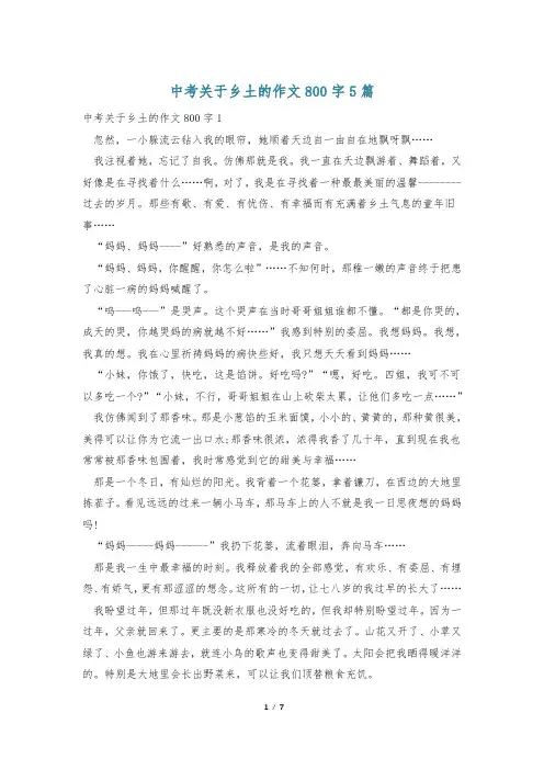 中考关于乡土的作文800字5篇