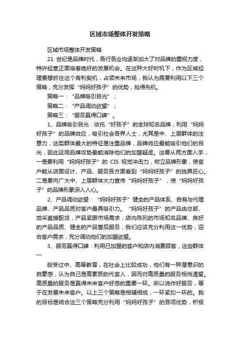 区域市场整体开发策略