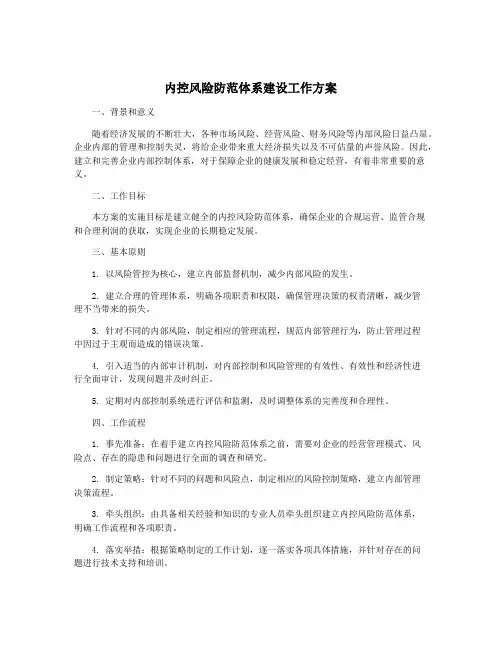 内控风险防范体系建设工作方案
