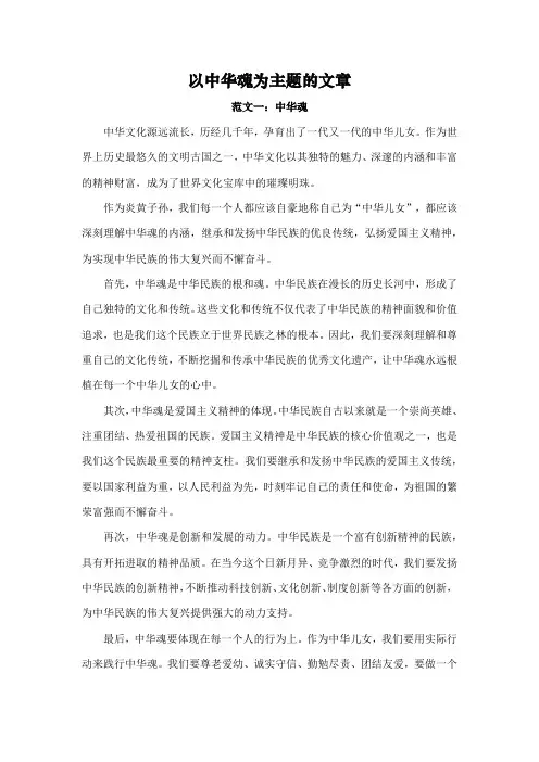 以中华魂为主题的文章