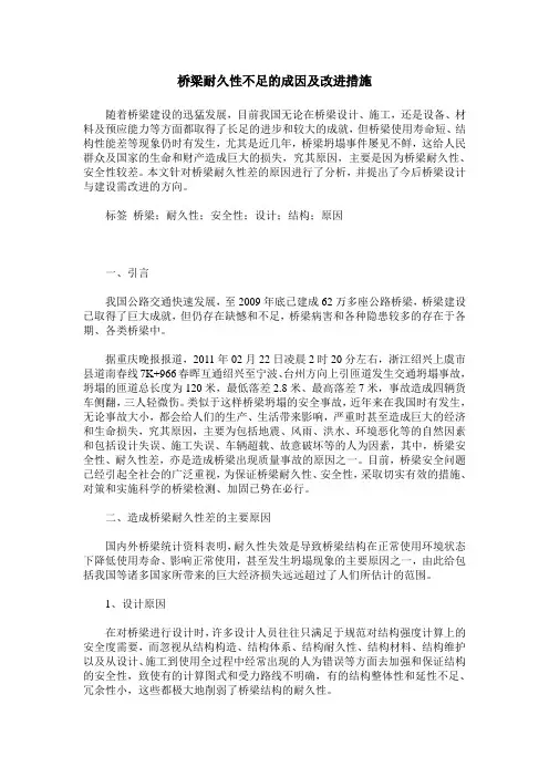 桥梁耐久性不足的成因及改进措施