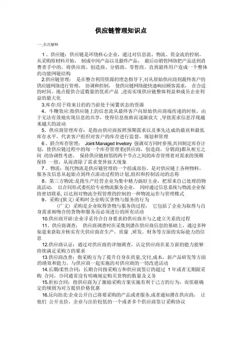 供应链管理知识点