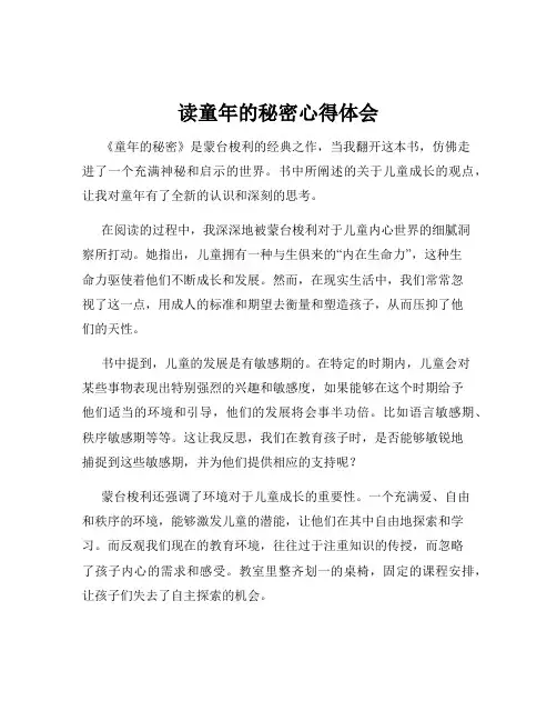 读童年的秘密心得体会