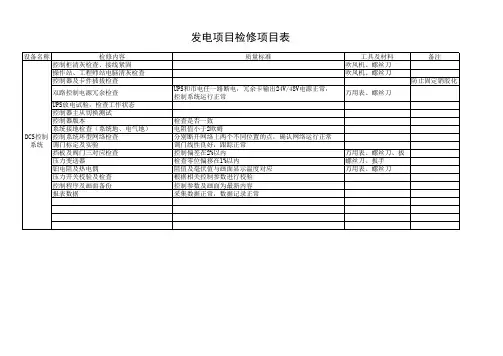 DCS检修项目表