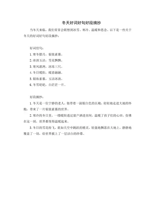 冬天好词好句好段摘抄