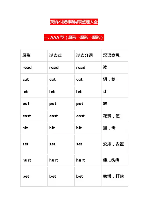 英语不规则动词表整理大全(1)