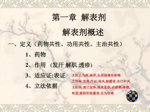 方剂课件第一章解表剂 40页PPT文档