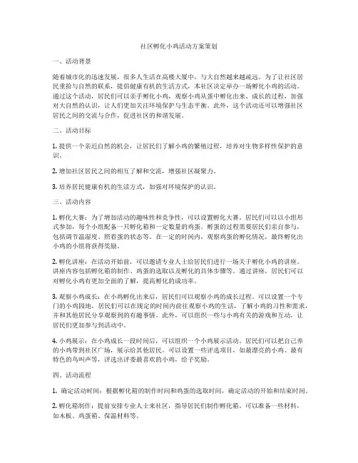 社区孵化小鸡活动方案策划