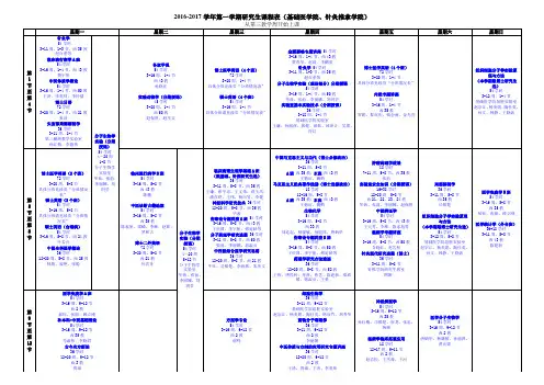 2016-2017学年第一学期研究生课程表(基础医学院、针灸推
