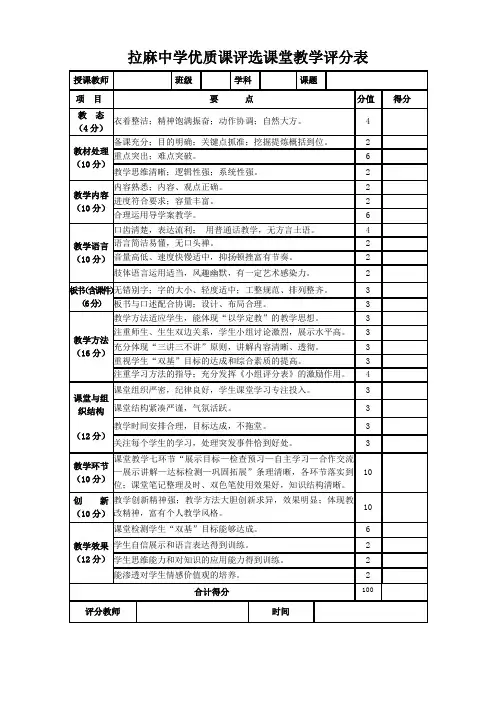 优质课评分表(修改)