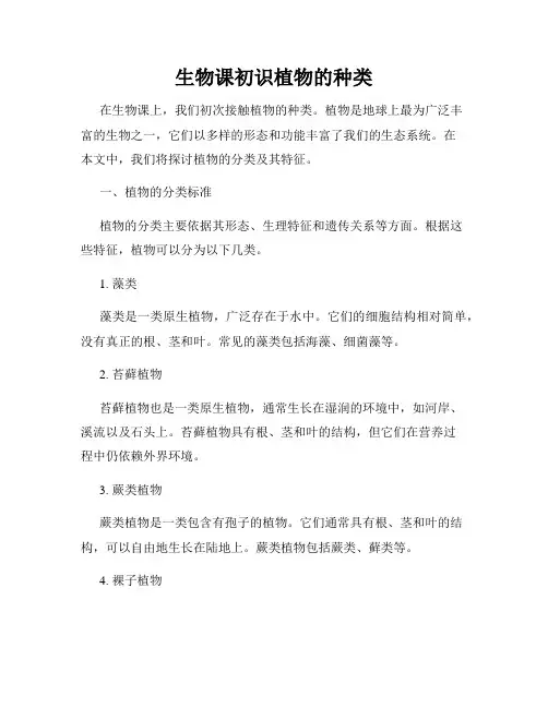 生物课初识植物的种类