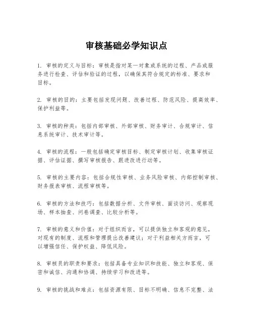 审核基础必学知识点