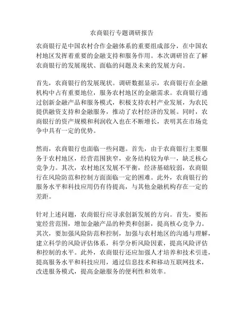 农商银行专题调研报告