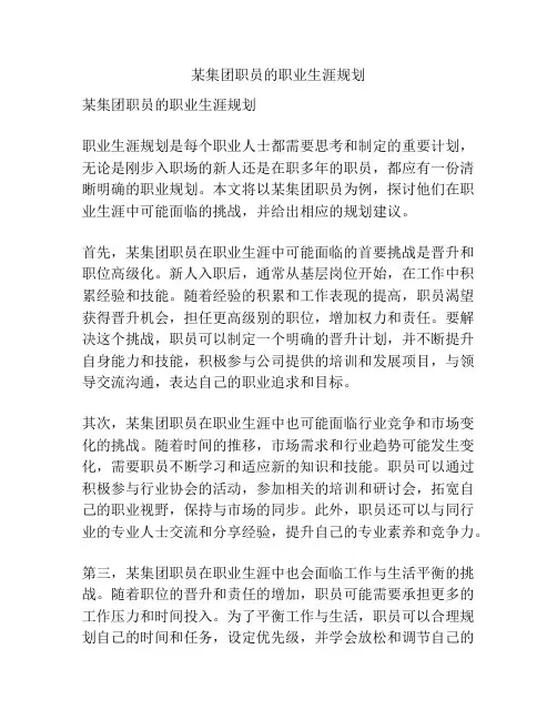 某集团职员的职业生涯规划