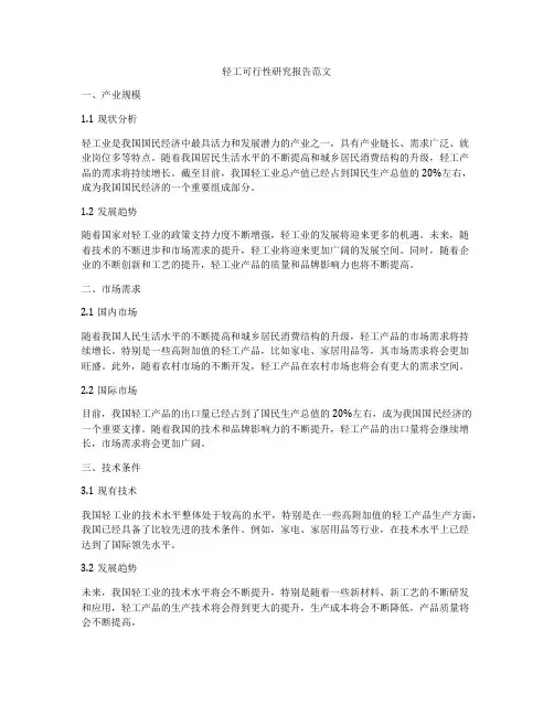 轻工可行性研究报告范文