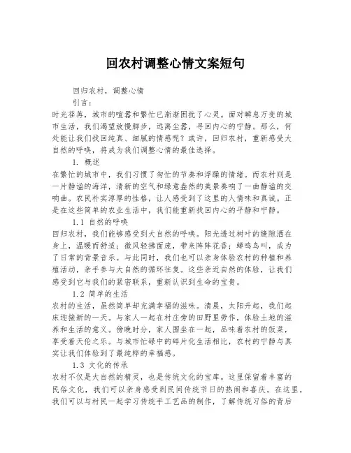 回农村调整心情文案短句