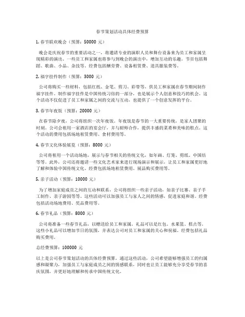 春节策划活动具体经费预算