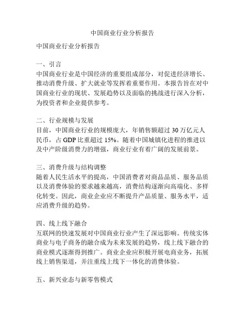 中国商业行业分析报告