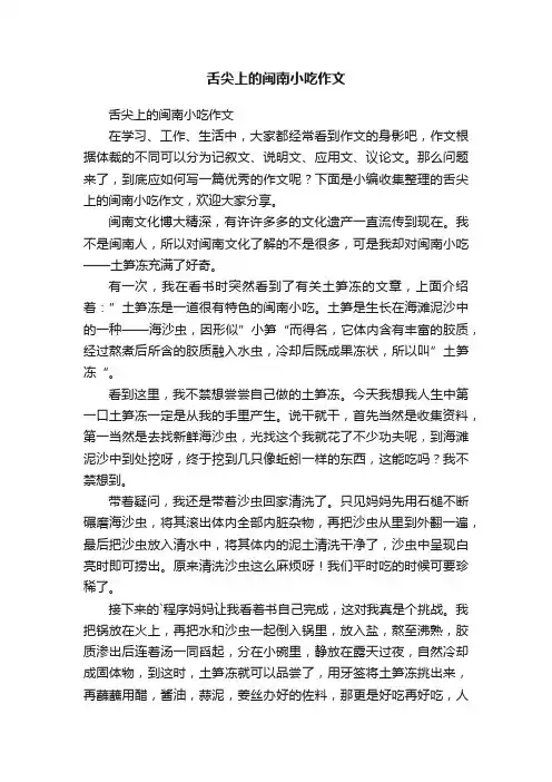 舌尖上的闽南小吃作文