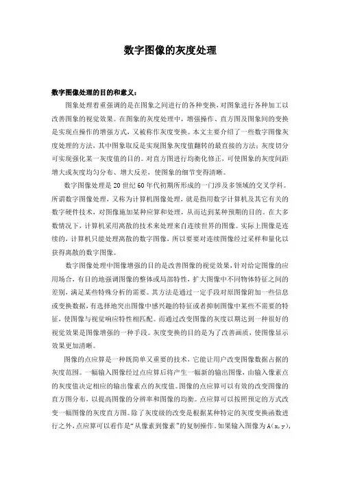 数字图像的灰度处理简述