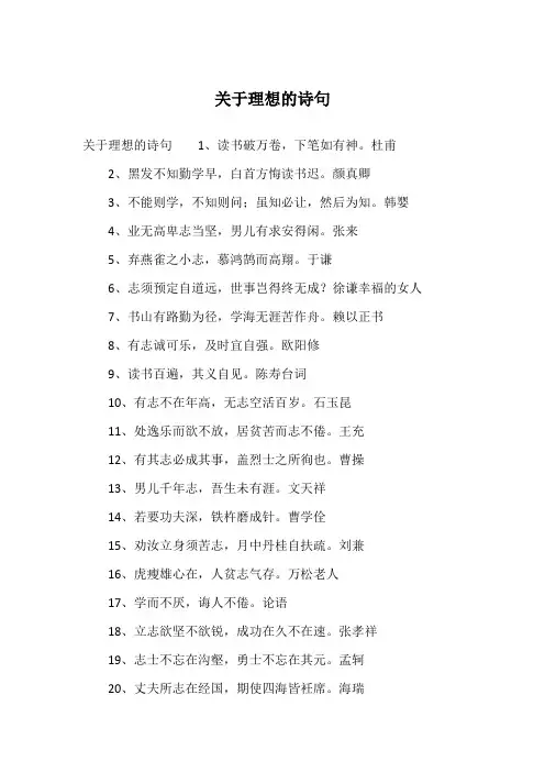 关于理想的诗句