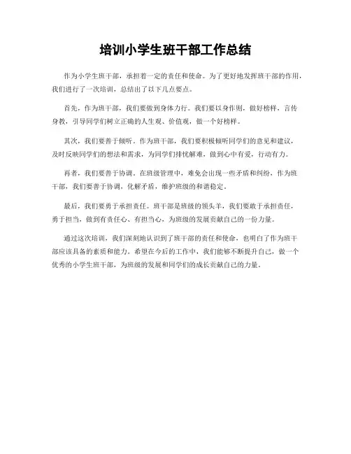 培训小学生班干部工作总结