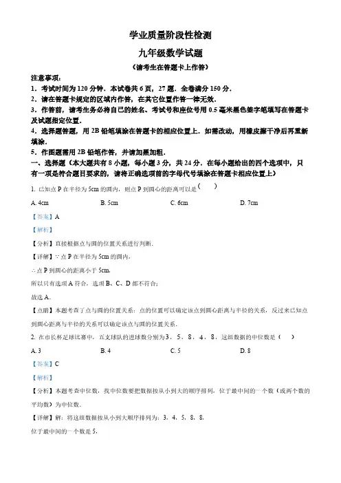 江苏省连云港市东海县2023-2024学年九年级上学期期末数学试题(解析版)