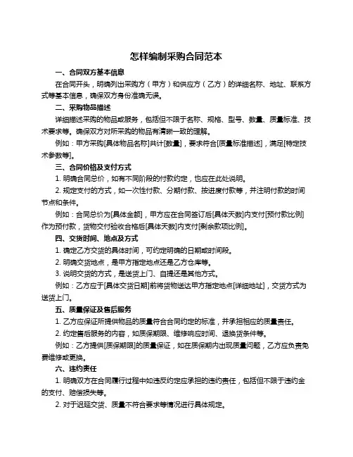 怎样编制采购合同范本