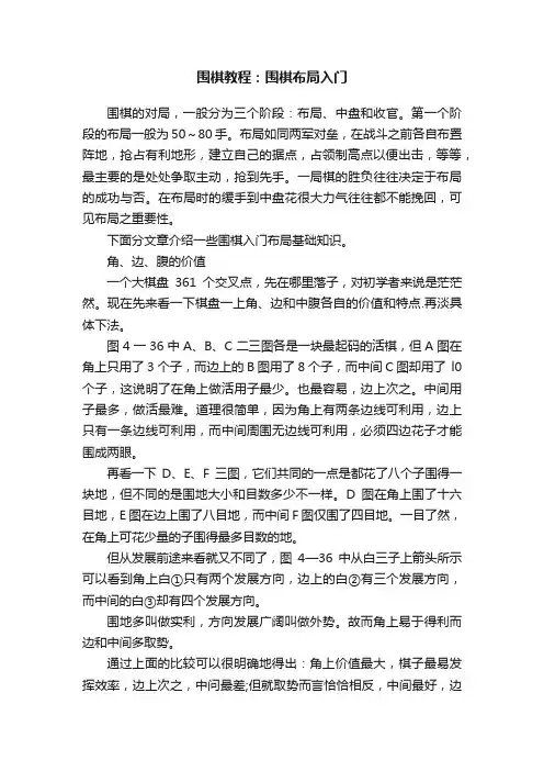围棋教程：围棋布局入门