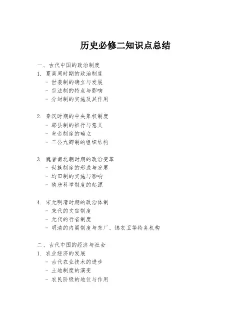 历史必修二知识点总结