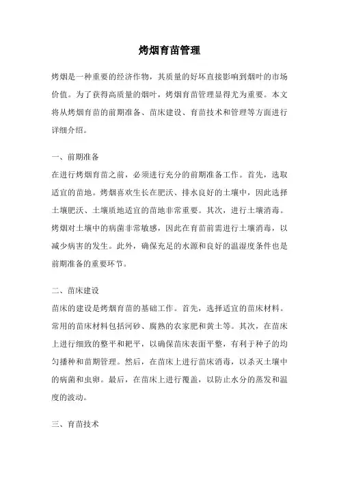 烤烟育苗管理