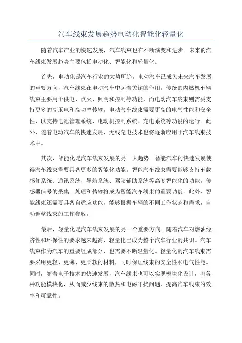 汽车线束发展趋势电动化智能化轻量化