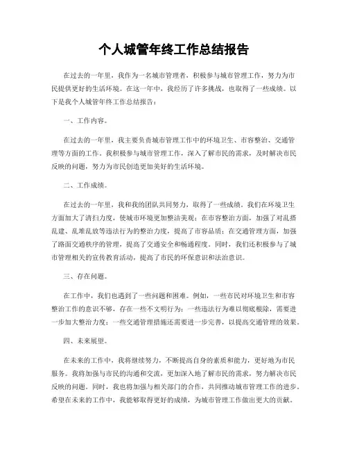 个人城管年终工作总结报告