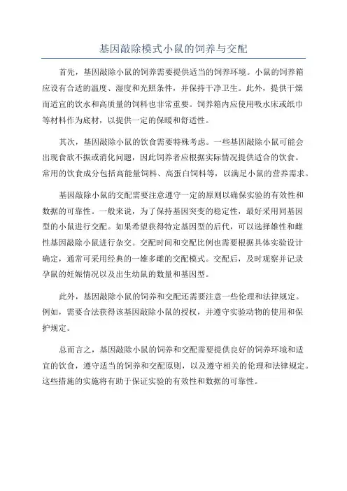 基因敲除模式小鼠的饲养与交配