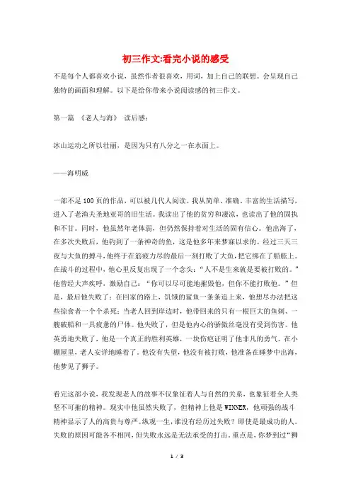 初三作文-看完小说的感受