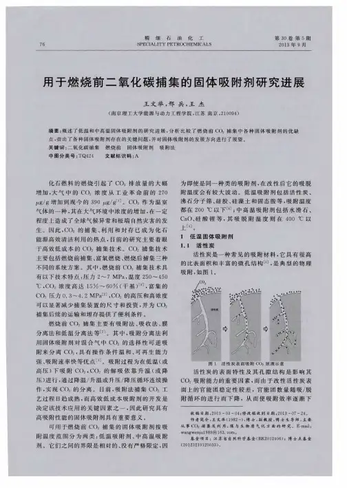 用于燃烧前二氧化碳捕集的固体吸附剂研究进展