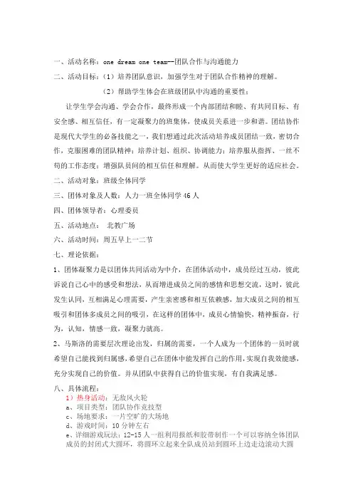 团队心理辅导——团队精神