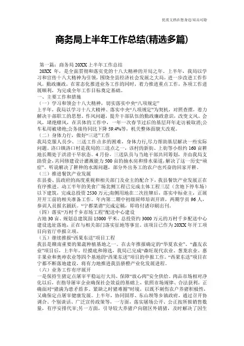 商务局上半年工作总结(精选多篇)