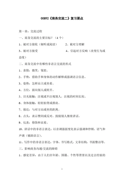 00892《商务交流二》知识点归纳